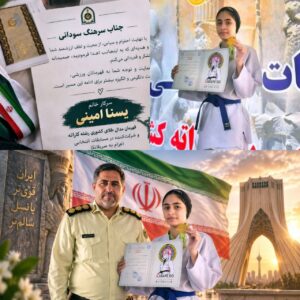 تجلیل فرمانده انتظامی هندیجان از «یسنا امینی»، قهرمان کاراته کشور